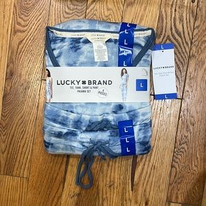 Lucky Brand Tee Tank Short And Pants 4 Piece Pajama Set